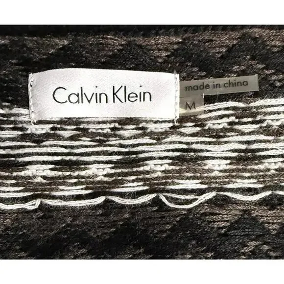 Calvin Klein Black White Chevron Knit Sweater Dress Size M NWT - Picture 3 of 7